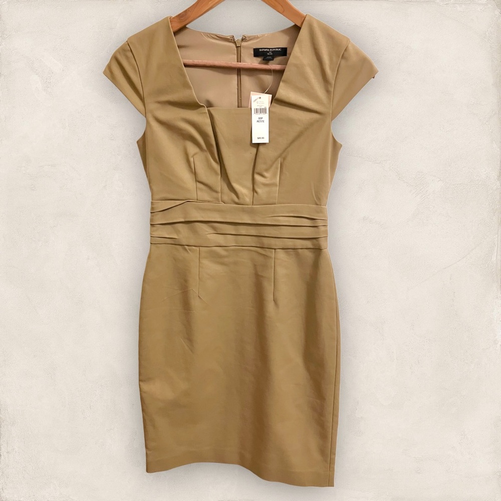 Banana Republic Petite 00P Tan Cap Sleeve Pencil dress NWT